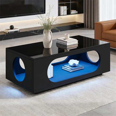 ACKERMAN Table Basse Avec Éclairage Led (contrôlable Via Application), 100 X 50 X 35 Cm, En Mdf, Charge Maximale 30 Kg, Finition Brillante, Table Basse Ajourée, Table D'Appoint Avec Grand Espace De Rangement, - Publicité ACKERMAN Table Basse Avec Éclairage Led (contrôlable Via Application), 100 X 50 X 35 Cm, En Mdf, Charge Maximale 30 Kg, Finition Brillante, Table Basse Ajourée, Table D'Appoint Avec Grand Espace De Rangement, - Publicité