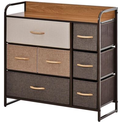 OEM Commode De Chambre À Coucher Avec 7 Tiroirs Pliants, Plateau En Bois Et Structure En Métal, 80 X 29 X 78,5 Cm, Multicolore - Publicité OEM Commode De Chambre À Coucher Avec 7 Tiroirs Pliants, Plateau En Bois Et Structure En Métal, 80 X 29 X 78,5 Cm, Multicolore - Publicité
