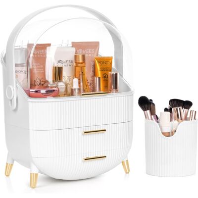 Generic Organisateur Maquillage Blanc Avec Pot À Pinceaux, Boite Maquillage Avec 3 Tiroirs En Plastique, Rangement Coiffeuse À Transporter - Publicité Generic Organisateur Maquillage Blanc Avec Pot À Pinceaux, Boite Maquillage Avec 3 Tiroirs En Plastique, Rangement Coiffeuse À Transporter - Publicité
