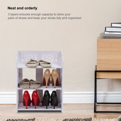 ABYSSE Étagère À Chaussures, Armoire À Chaussures Sculptée Blanche, Petite Étagère À Chaussures À 3 Couches, Peut Stocker 6 Paires De Chaussures, Adaptée À L'Entrée, Au Couloir, À La Chambre - Publicité ABYSSE Étagère À Chaussures, Armoire À Chaussures Sculptée Blanche, Petite Étagère À Chaussures À 3 Couches, Peut Stocker 6 Paires De Chaussures, Adaptée À L'Entrée, Au Couloir, À La Chambre - Publicité