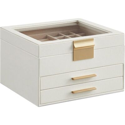 PROSHEVE Coffret À Bijoux À Trois Niveaux - Couvercle En Acrylique - Double Tiroir - Grand Espace De Rangement - Style Moderne - Cadeau Idéal Pour Vos Proches - Or Blanc Nuage - Publicité PROSHEVE Coffret À Bijoux À Trois Niveaux - Couvercle En Acrylique - Double Tiroir - Grand Espace De Rangement - Style Moderne - Cadeau Idéal Pour Vos Proches - Or Blanc Nuage - Publicité