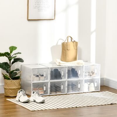 SANMINE HABITAT Homcom Lot De 8 Boites Cubes Rangement À Chaussures Modulable Avec Portes Transparentes - 25 X 35 X 19 Cm - Publicité SANMINE HABITAT Homcom Lot De 8 Boites Cubes Rangement À Chaussures Modulable Avec Portes Transparentes - 25 X 35 X 19 Cm - Publicité
