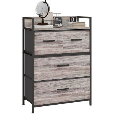 OEM Meuble De Rangement Style Industriel Commode 4 Tiroirs En Tissu Pliables Et Amovibles Et 1 Étagère 60 X 29 X 85 Cm Gris - Publicité OEM Meuble De Rangement Style Industriel Commode 4 Tiroirs En Tissu Pliables Et Amovibles Et 1 Étagère 60 X 29 X 85 Cm Gris - Publicité