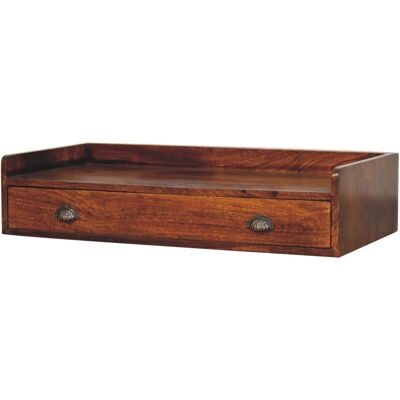 ACKERMAN Étagère Console Murale Belmont En Bois Massif, 1 Tiroir, Brun Foncé - Publicité ACKERMAN Étagère Console Murale Belmont En Bois Massif, 1 Tiroir, Brun Foncé - Publicité