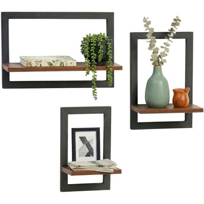 Étagère Murale Relaxdays, Lot De 3, Métal & Mdf, 3 Tailles, Pour Cadres & Déco, Style Industriel, Marron/noir - Publicité Étagère Murale Relaxdays, Lot De 3, Métal & Mdf, 3 Tailles, Pour Cadres & Déco, Style Industriel, Marron/noir - Publicité