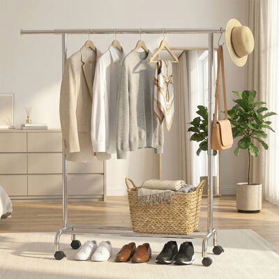 SONGMICS Portant À Vêtements Extensible Sur Roulettes, Taupe - Publicité SONGMICS Portant À Vêtements Extensible Sur Roulettes, Taupe - Publicité