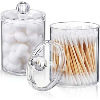 GRASSLIN Lot De 2 Boite Coton Tige, Acrylique Transparent, Couvercle Anti-poussière, Rangement Cosmétiques, Pour Salle De Bain - Publicité GRASSLIN Lot De 2 Boite Coton Tige, Acrylique Transparent, Couvercle Anti-poussière, Rangement Cosmétiques, Pour Salle De Bain - Publicité