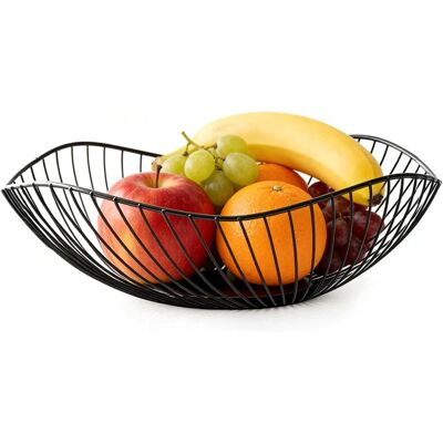 GRASSLIN 1 Corbeille À Fruits, Métal Noir, Design Évidé, Anti-rayures, Pour Salon Et Salle À Manger - Publicité GRASSLIN 1 Corbeille À Fruits, Métal Noir, Design Évidé, Anti-rayures, Pour Salon Et Salle À Manger - Publicité