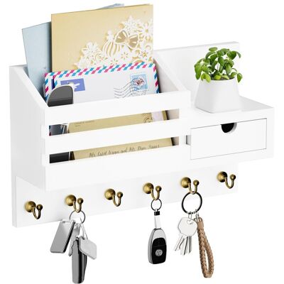 OEM Étagère À Clés Murale Avec 6 Crochets Et Tiroir De Rangement, Étagère Murale Pour Porte-clés, Pour Entrée, Salon, Couloir, Bureau (blanc) - Publicité OEM Étagère À Clés Murale Avec 6 Crochets Et Tiroir De Rangement, Étagère Murale Pour Porte-clés, Pour Entrée, Salon, Couloir, Bureau (blanc) - Publicité