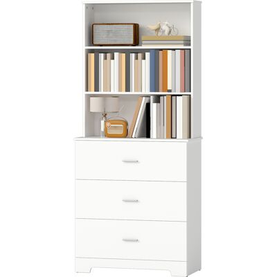 OEM Bibliothèque 6 Niveaux Meuble Rangement 3 Tiroirs 3 Étagères Ouvertes 79x39,5x182,2 Cm Blanc - Publicité OEM Bibliothèque 6 Niveaux Meuble Rangement 3 Tiroirs 3 Étagères Ouvertes 79x39,5x182,2 Cm Blanc - Publicité