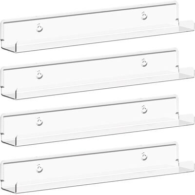 OEM Lot De 4 Étagères Flottantes En Acrylique Clair 30 Cm, Support Mural Pour Disques Vinyles, Livres Et Décoration, Salon Chambre - Publicité OEM Lot De 4 Étagères Flottantes En Acrylique Clair 30 Cm, Support Mural Pour Disques Vinyles, Livres Et Décoration, Salon Chambre - Publicité