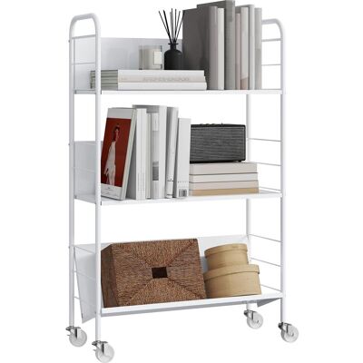 OEM Étagère À Livres/rangement À 3 Niveaux, À Roulettes, Étagère À Jouets Pour Chambre, 69 X 26 X 108 Cm, Blanche - Publicité OEM Étagère À Livres/rangement À 3 Niveaux, À Roulettes, Étagère À Jouets Pour Chambre, 69 X 26 X 108 Cm, Blanche - Publicité