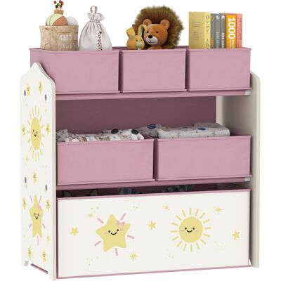 ARRIGONI Meuble Rangement Enfant À 3 Niveaux, Étagère De Rangement Pour Jouets Enfants Avec 6 Boîtes En Tissu Amovibles, Rose - Publicité ARRIGONI Meuble Rangement Enfant À 3 Niveaux, Étagère De Rangement Pour Jouets Enfants Avec 6 Boîtes En Tissu Amovibles, Rose - Publicité