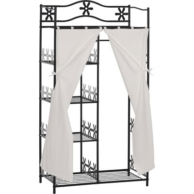 OEM Homcom Armoire Chambre Adulte Penderie Vêtement Dressing Multi Rangements 5 Étagères 84l X 42l X 159h Cm Métal Noir 2 Rideaux Blanc - Publicité OEM Homcom Armoire Chambre Adulte Penderie Vêtement Dressing Multi Rangements 5 Étagères 84l X 42l X 159h Cm Métal Noir 2 Rideaux Blanc - Publicité