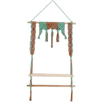 ALLAUVE Étagère Murale En Macramé Tissé À La Main, Porte-tapisserie En Bois, Support Pour Plantes, Décoration Intérieure - Publicité ALLAUVE Étagère Murale En Macramé Tissé À La Main, Porte-tapisserie En Bois, Support Pour Plantes, Décoration Intérieure - Publicité