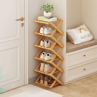 Generic Étagère À Chaussures Pliable, Range-chaussures Vertical En Bambou, Haut Pour Petits Espaces,pour Entrée, Chambre, Couloir, Couleur Bois, 6 Niveaux - Publicité Generic Étagère À Chaussures Pliable, Range-chaussures Vertical En Bambou, Haut Pour Petits Espaces,pour Entrée, Chambre, Couloir, Couleur Bois, 6 Niveaux - Publicité