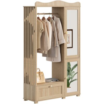 ACKERMAN Armoire Avec Miroir Et Penderie Ouverte – Armoire Compacte Et Pratique Avec Tiroir Et 2 Portes, Idéale Pour La Chambre Et L'Entrée. Publicité ACKERMAN Armoire Avec Miroir Et Penderie Ouverte – Armoire Compacte Et Pratique Avec Tiroir Et 2 Portes, Idéale Pour La Chambre Et L'Entrée. Publicité