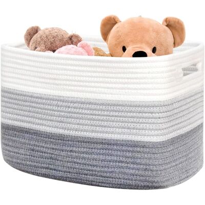 SUPERWISE Grand Panier À Couvertures Pour Rangement, Paniers Tissés Rectangulaires 53x43x30 Cm, Paniere Linge Pour Couvertures De Nursery Pour Salon, Rangement De Jouets Avec Anse (gris Dégradé) - Publicité SUPERWISE Grand Panier À Couvertures Pour Rangement, Paniers Tissés Rectangulaires 53x43x30 Cm, Paniere Linge Pour Couvertures De Nursery Pour Salon, Rangement De Jouets Avec Anse (gris Dégradé) - Publicité