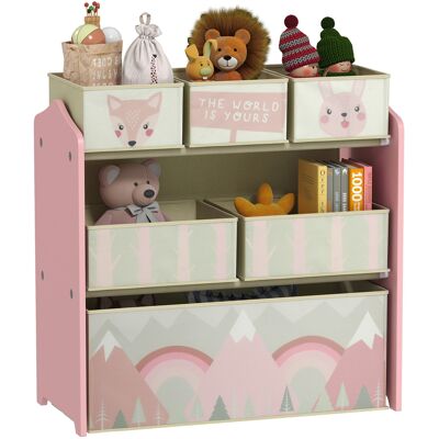 ARRIGONI Meuble De Rangement Enfant Avec 6 Boîtes Amovibles En Tissu Non Tissé Organisateur De Jouets, Étagère 63l X 30l X 66h Cm - Publicité ARRIGONI Meuble De Rangement Enfant Avec 6 Boîtes Amovibles En Tissu Non Tissé Organisateur De Jouets, Étagère 63l X 30l X 66h Cm - Publicité