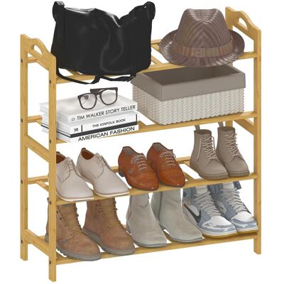OEM Étagère À Chaussures En Bambou À 4 Niveaux Porte-chaussures Capacité 12 Paires, 67,5 X 24,7 X 72 Cm, Effet Bois Naturel - Publicité OEM Étagère À Chaussures En Bambou À 4 Niveaux Porte-chaussures Capacité 12 Paires, 67,5 X 24,7 X 72 Cm, Effet Bois Naturel - Publicité