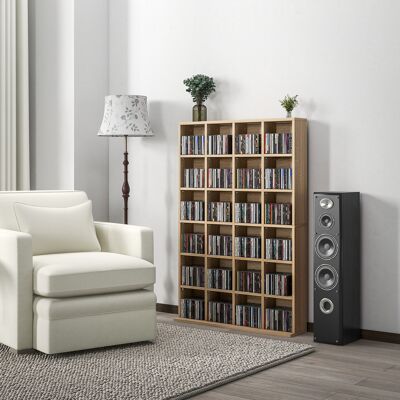 OEM Homcom Meuble De Rangement Multimédia 456 Cd/336 Dvd - Bibliothèque En Bois, Étagères Réglables, 89x130,5cm, Bois Naturel - Publicité OEM Homcom Meuble De Rangement Multimédia 456 Cd/336 Dvd - Bibliothèque En Bois, Étagères Réglables, 89x130,5cm, Bois Naturel - Publicité