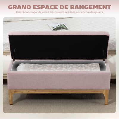 OEM Banc Rangement Coffre Amovible Scandinave Lin 110x39x45 Cm Rose - Publicité OEM Banc Rangement Coffre Amovible Scandinave Lin 110x39x45 Cm Rose - Publicité