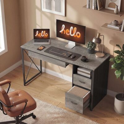 OEM Bureau D'Ordinateur. 120×50cm. Bureau Avec Rangement. Plateau Clavier. Compartiment Ouvert Et 2 Tiroirs. Gris - Publicité OEM Bureau D'Ordinateur. 120×50cm. Bureau Avec Rangement. Plateau Clavier. Compartiment Ouvert Et 2 Tiroirs. Gris - Publicité