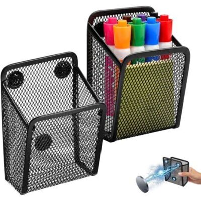 URSUS Ensemble De 2 Porte-stylos Magnétiques, Paniers De Rangement En Maille Métallique Noire, Organisateurs En Maille Pour Réfrigérateur, Fournitures De Bureau, Accessoires De Casier - Publicité URSUS Ensemble De 2 Porte-stylos Magnétiques, Paniers De Rangement En Maille Métallique Noire, Organisateurs En Maille Pour Réfrigérateur, Fournitures De Bureau, Accessoires De Casier - Publicité