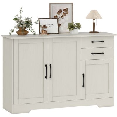 MIDUODUO Buffet Salon Moderne 3 Portes 2 Tiroirs Étagère Réglable Entrée Salle, 120x38x79 Cm, Crème - Publicité MIDUODUO Buffet Salon Moderne 3 Portes 2 Tiroirs Étagère Réglable Entrée Salle, 120x38x79 Cm, Crème - Publicité
