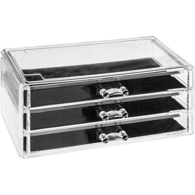 OEM Simply Smart Boite À Bijoux 3 Tiroirs 23,8 X 15,3 X 10,8 Cm Polystyrène Transparent - Publicité OEM Simply Smart Boite À Bijoux 3 Tiroirs 23,8 X 15,3 X 10,8 Cm Polystyrène Transparent - Publicité