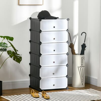 OEM Homcom Armoire À Chaussures Plastique Empilable, 6 Cubes Rectangulaires, Capacité 12 Paires, 49x36,5x108cm, Blanc - Publicité OEM Homcom Armoire À Chaussures Plastique Empilable, 6 Cubes Rectangulaires, Capacité 12 Paires, 49x36,5x108cm, Blanc - Publicité