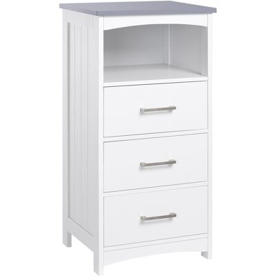 ARRIGONI Meuble De Salle De Bain Sur Pied Meuble De Rangement Avec 3 Tiroirs Et 1 Niche 40 X 33 X 80 Cm Blanc - Publicité ARRIGONI Meuble De Salle De Bain Sur Pied Meuble De Rangement Avec 3 Tiroirs Et 1 Niche 40 X 33 X 80 Cm Blanc - Publicité