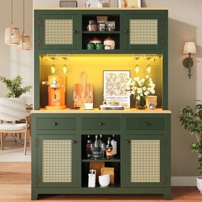 LEMONBEST Meuble Haut Vintage 40x40x165 Cm Avec Éclairage Led,étagères Et Tiroirs Réglables, Pour Cuisine, Salon, Salle À Manger,mdf,vert - Publicité LEMONBEST Meuble Haut Vintage 40x40x165 Cm Avec Éclairage Led,étagères Et Tiroirs Réglables, Pour Cuisine, Salon, Salle À Manger,mdf,vert - Publicité
