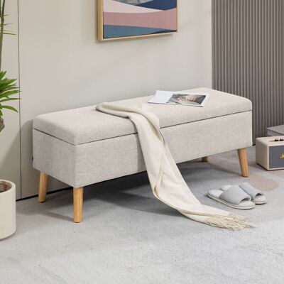 OEM Homcom Banc Coffre De Rangement Rembourré Aspect Lin - Pour Chambre, Entrée & Salon, Charge Max. 220kg, 110x39x45cm, Beige - Publicité OEM Homcom Banc Coffre De Rangement Rembourré Aspect Lin - Pour Chambre, Entrée & Salon, Charge Max. 220kg, 110x39x45cm, Beige - Publicité