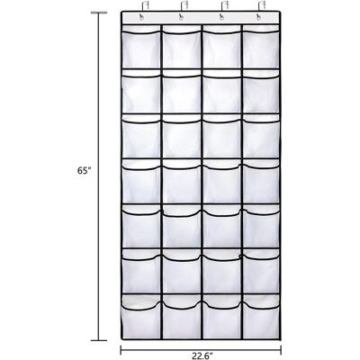 ECLEANFY Organisateur De Chaussures Suspendu À 28 Poches, Blanc, Grand Porte-chaussures Transparent Pour Placard. Publicité ECLEANFY Organisateur De Chaussures Suspendu À 28 Poches, Blanc, Grand Porte-chaussures Transparent Pour Placard. Publicité