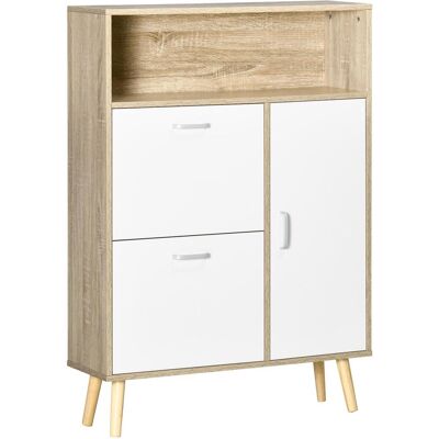 OEM Étagère À Chaussures Éavecomisant L'Espace Pour 8 Paires De Chaussures Avec 2 Portes Et Petit Cabenet En Bois, 80x25.5x112.5cm, Blanc - Publicité OEM Étagère À Chaussures Éavecomisant L'Espace Pour 8 Paires De Chaussures Avec 2 Portes Et Petit Cabenet En Bois, 80x25.5x112.5cm, Blanc - Publicité