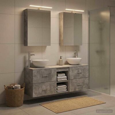 Ensemble D'Armoire De Salle De Bain 5 Pcs Gris Béton Vidaxl - Publicité Ensemble D'Armoire De Salle De Bain 5 Pcs Gris Béton Vidaxl - Publicité