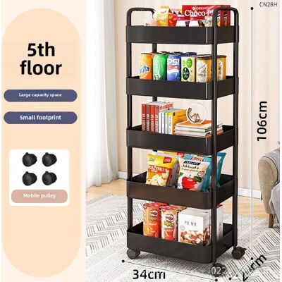 OEM Chariot De Rangement À Roulettes Pour Cuisine, Chambre, Sol, Multi-niveaux, Mobile Pour Goûter Bébé, Salle De Bain, Toilettes (noir, 5 Niveaux) - Publicité OEM Chariot De Rangement À Roulettes Pour Cuisine, Chambre, Sol, Multi-niveaux, Mobile Pour Goûter Bébé, Salle De Bain, Toilettes (noir, 5 Niveaux) - Publicité