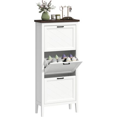 OEM Meuble À Chaussures 18 Paires. Armoire À Chaussures Étroite Avec 3 Tiroirs Rabattables Et Étagères Réglables. Blanc - Publicité OEM Meuble À Chaussures 18 Paires. Armoire À Chaussures Étroite Avec 3 Tiroirs Rabattables Et Étagères Réglables. Blanc - Publicité