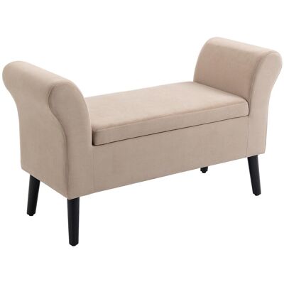 OEM Banc De Rangement Rembourré Avec Accoudoirs Hauteur D'Assise : 46 Cm Tissu En Polyester Effet Velours Dimensions : 111,5 X 41 X 65 Cm Beige - Publicité OEM Banc De Rangement Rembourré Avec Accoudoirs Hauteur D'Assise : 46 Cm Tissu En Polyester Effet Velours Dimensions : 111,5 X 41 X 65 Cm Beige - Publicité