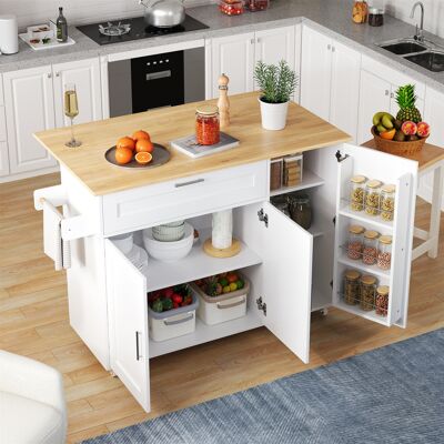 ACKERMAN Table De Cuisine Mobile 132,5x44(70)x90cm Plateau Pliable Chêne, Avec Étagère Épices/porte-serviettes, 5 Roulettes, Idéal Cuisine/salon/maison - Publicité ACKERMAN Table De Cuisine Mobile 132,5x44(70)x90cm Plateau Pliable Chêne, Avec Étagère Épices/porte-serviettes, 5 Roulettes, Idéal Cuisine/salon/maison - Publicité