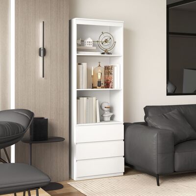 OEM Homcom Bibliothèque Haute 180cm - 3 Étagères & 3 Tiroirs, 60x35x180cm, Bois, Blanc - Publicité OEM Homcom Bibliothèque Haute 180cm - 3 Étagères & 3 Tiroirs, 60x35x180cm, Bois, Blanc - Publicité