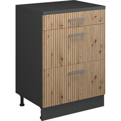 Commode D'Extension Rion, Chêne Artisan/anthracite, 60x46cm Sans Pente Avec 3 Tiroirs, Vicco - Publicité Commode D'Extension Rion, Chêne Artisan/anthracite, 60x46cm Sans Pente Avec 3 Tiroirs, Vicco - Publicité