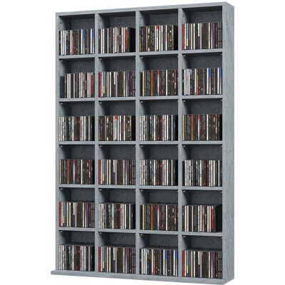 OEM Meuble De Rangement Multimédia 456 Cd/ 336 Dvd - Bibliothèque En Bois Avec Étagères Réglables, 89 X 130,5 Cm, Gris - Publicité OEM Meuble De Rangement Multimédia 456 Cd/ 336 Dvd - Bibliothèque En Bois Avec Étagères Réglables, 89 X 130,5 Cm, Gris - Publicité