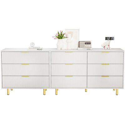 DEVOKO Unité À Tiroirs Modulaires Avec 9 Tiroirs, Buffet Au Design, Armoire De Rangement, Blanc Et Or-72 / 200 / 40 Cm - Publicité DEVOKO Unité À Tiroirs Modulaires Avec 9 Tiroirs, Buffet Au Design, Armoire De Rangement, Blanc Et Or-72 / 200 / 40 Cm - Publicité