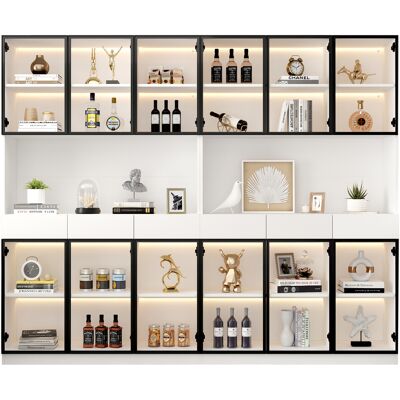 CAPSKA Caizivitrine Haute Multifonction 110,5 × 35 × 160 Cm - Vitrine Avec Porte Vitrée Et Led, Tiroir Latéral, Meuble Sur Roulettes – Meuble Haut De Style Français, Bibliothèque, Vitrine, Meuble De Salle De - Publicité CAPSKA Caizivitrine Haute Multifonction 110,5 × 35 × 160 Cm - Vitrine Avec Porte Vitrée Et Led, Tiroir Latéral, Meuble Sur Roulettes – Meuble Haut De Style Français, Bibliothèque, Vitrine, Meuble De Salle De - Publicité