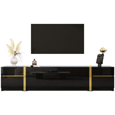 OEM Meuble Tv Luxueux, Finition Brillante, Bords Dorés, Avec Tiroirs Et Portes, Style Moderne, Offrant Un Grand Espace De Rangement Pour Le Salon. Publicité OEM Meuble Tv Luxueux, Finition Brillante, Bords Dorés, Avec Tiroirs Et Portes, Style Moderne, Offrant Un Grand Espace De Rangement Pour Le Salon. Publicité