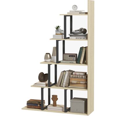 OEM Étagère Bibliothèque Séparateur De Pièce Style Industriel En Escalier 5 Étagères 102 X 30 X 160 Cm Coloris Chêne - Publicité OEM Étagère Bibliothèque Séparateur De Pièce Style Industriel En Escalier 5 Étagères 102 X 30 X 160 Cm Coloris Chêne - Publicité