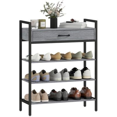 OEM Étagère À Chaussures À 4 Niveaux, Étagère D'Entrée Pouvant Contenir Jusqu'à 9 Paires De Chaussures, Panneaux De Particules, Métal, Gris - Publicité OEM Étagère À Chaussures À 4 Niveaux, Étagère D'Entrée Pouvant Contenir Jusqu'à 9 Paires De Chaussures, Panneaux De Particules, Métal, Gris - Publicité