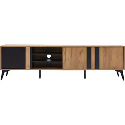 OEM Meuble Tv 180 Cm Marron Rustique Avec Porte Et Compartiment Ouvert, Pour Écran Jusqu’à 80 Pouces - Publicité OEM Meuble Tv 180 Cm Marron Rustique Avec Porte Et Compartiment Ouvert, Pour Écran Jusqu’à 80 Pouces - Publicité